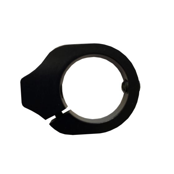 Black aluminum clamp mount designed for the AIM Motorsport SmartyCam GP HD Bullet Camera, featuring a circular opening and a sleek, durable design for secure attachment.