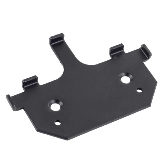 Black metal spare backing plate with two holes and side clips, designed for the AIM Motorsport Solo 2 bracket system.