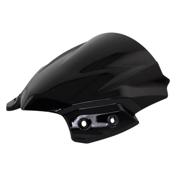 Dark smoked fly screen for Kawasaki Z650 (2017-2019), featuring a sleek, aerodynamic design with a glossy finish and mounting holes for easy installation.