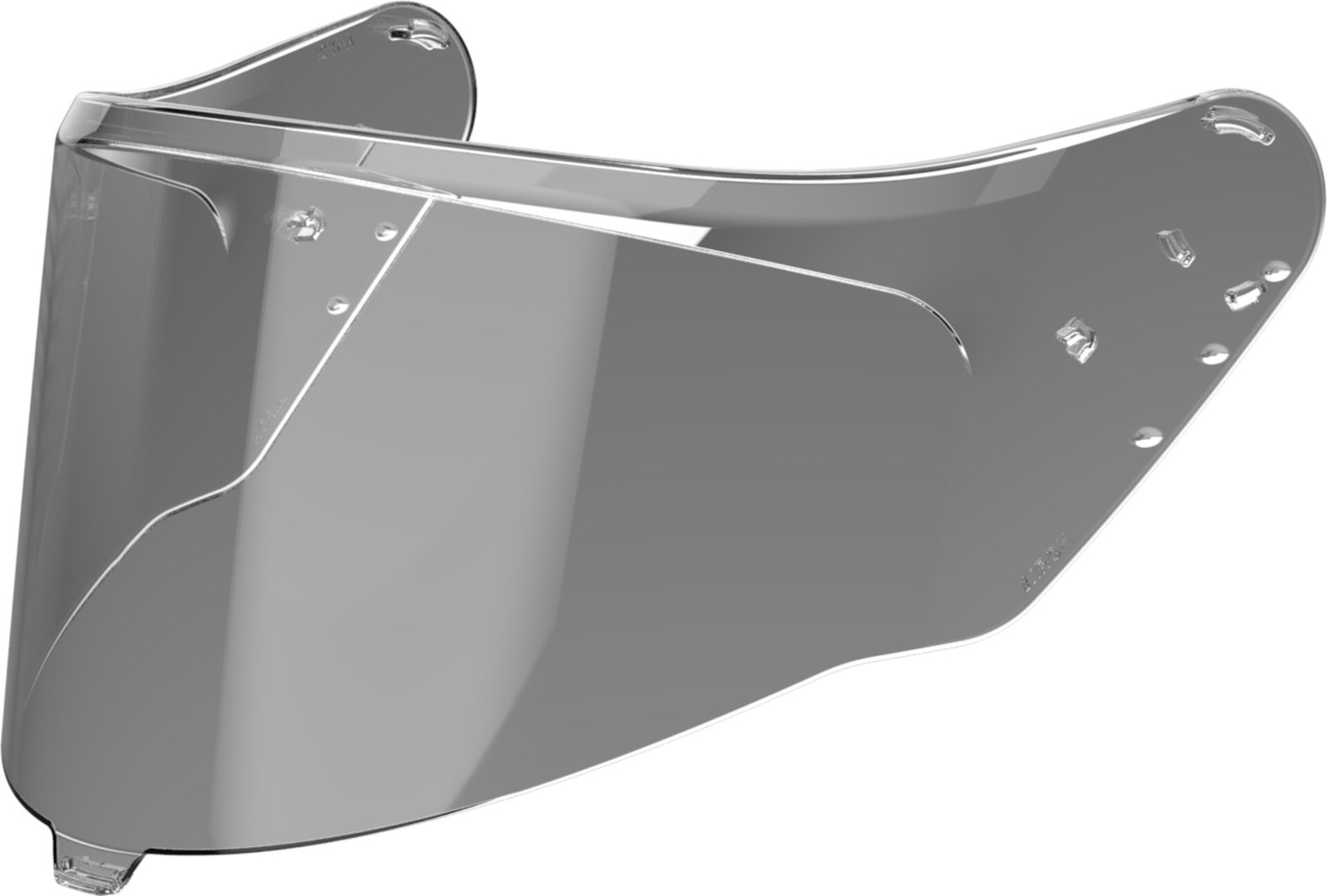 Clear, lightweight polycarbonate shield designed for Airoh Matryx helmets, featuring a curved shape and multiple attachment points for secure fitting.