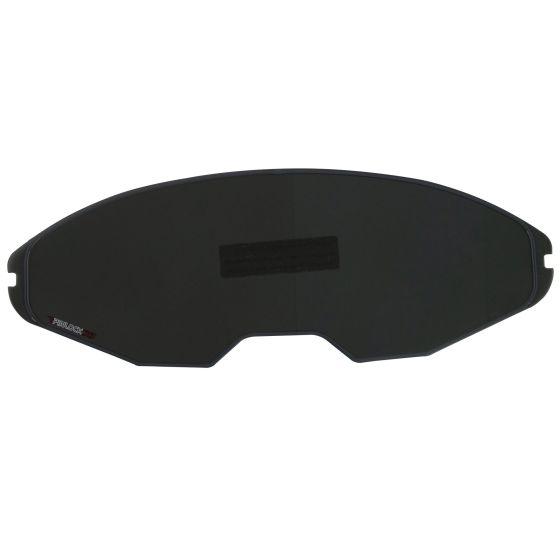 Light smoke fog-resistant lens designed for Airoh Commander helmets, featuring a curved shape and Pinlock branding for enhanced visibility and comfort.