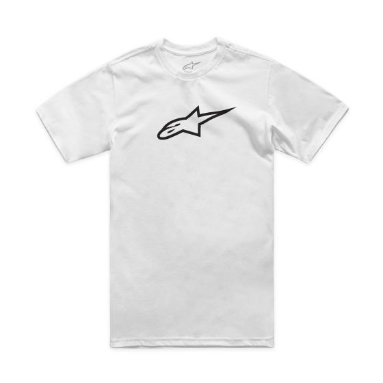 White Alpinestars Ageless 2.0 T-Shirt in size 2XL for men, featuring a prominent black Alpinestars logo on the chest and a classic crew neck design.