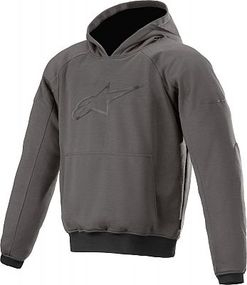 Grey Alpinestars Ageless hoodie in size M features a sleek design with a front pocket and a subtle logo on the chest, made from soft, comfortable material.