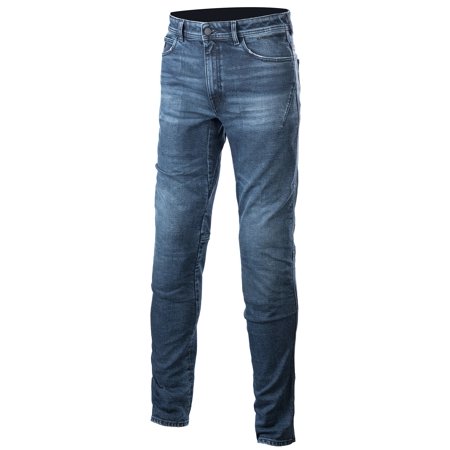 Blue Alpinestars Argon jeans in size 38, featuring a slim fit, faded wash, and classic five-pocket design, made from durable denim material.