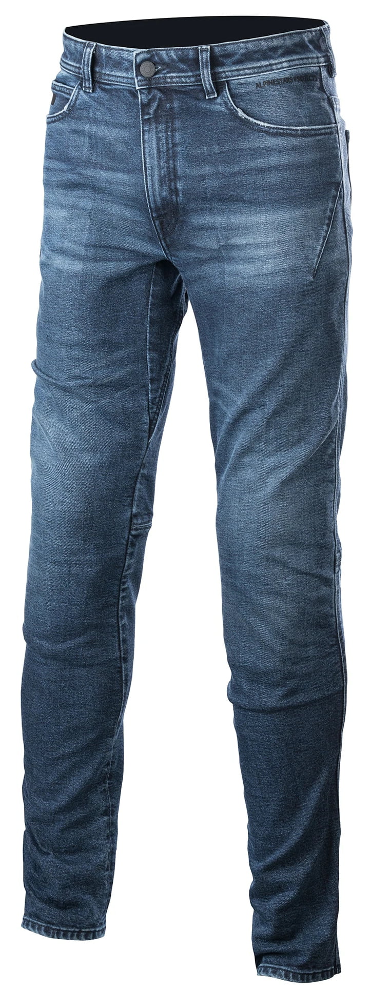 Blue Alpinestars Argon jeans in size 40, featuring a slim fit, faded wash, and classic five-pocket design with subtle branding on the waistband.