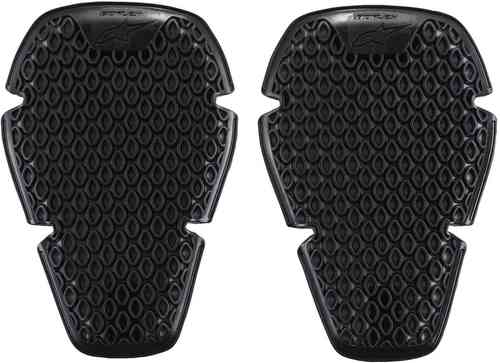 Black Alpinestars Bioflex knee protectors in size S, featuring a textured surface with a honeycomb pattern for enhanced protection and flexibility.