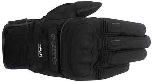 Black Alpinestars C-10 DryStar motorcycle gloves in size 3XL, featuring padded knuckles, a secure wrist closure, and a durable, weather-resistant material.