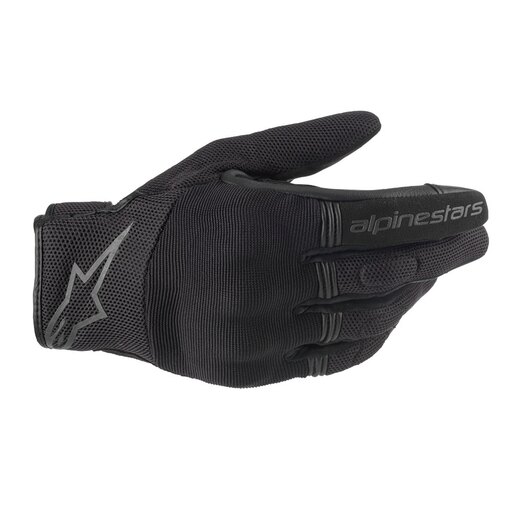 Black Alpinestars Copper gloves in size L, featuring a breathable mesh design, reinforced palm, and subtle logo detailing on the wrist.