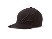 Black Alpinestars Corp Shift 2 cap in size S/M features a sleek design with a raised logo on the front and a classic curved brim.