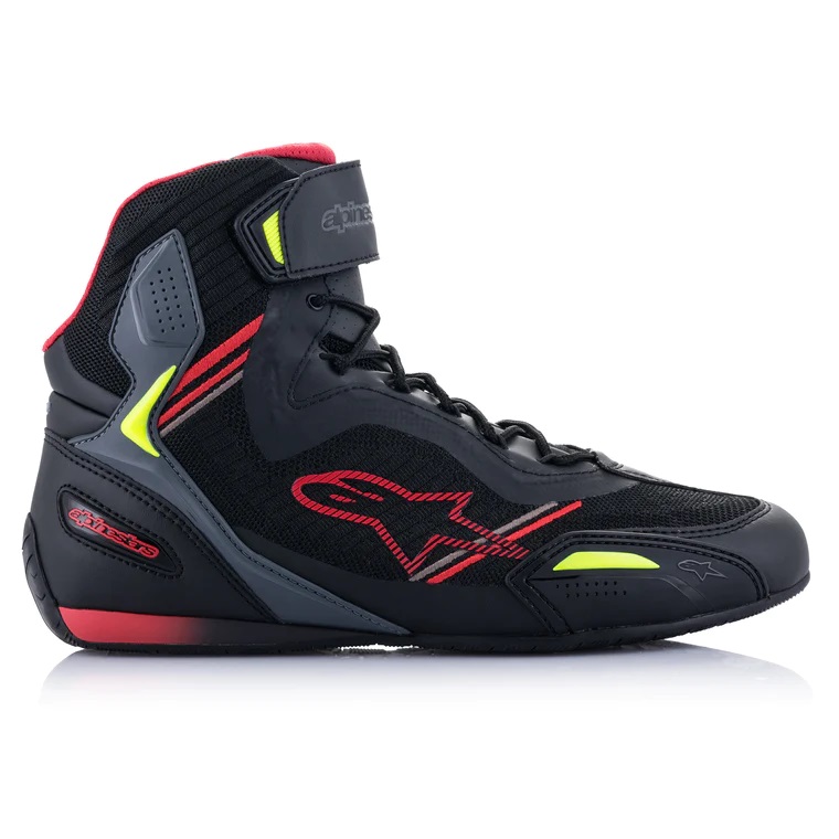 Alpinestars Faster 3 Rideknit Motorcycle Shoes - UK 6.5 / Eur 39 - Black / Red / Fluro Yellow, Black/red/yellow - image 2