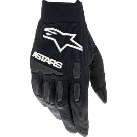 Black Alpinestars Full Bore XT Enduro glove featuring a breathable mesh material, padded knuckles, and a prominent white logo on the backhand for enhanced grip and protection.