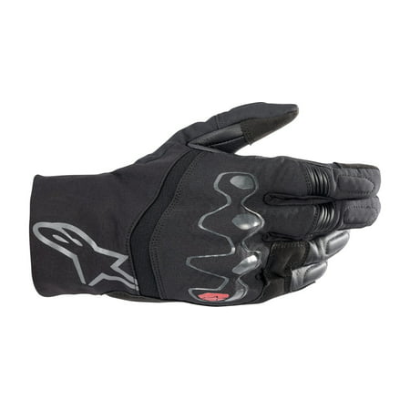 Black Alpinestars Hyde XT Drystar gloves in size S, featuring a sleek design, padded knuckles, and a mix of textile and leather materials for enhanced grip and protection.