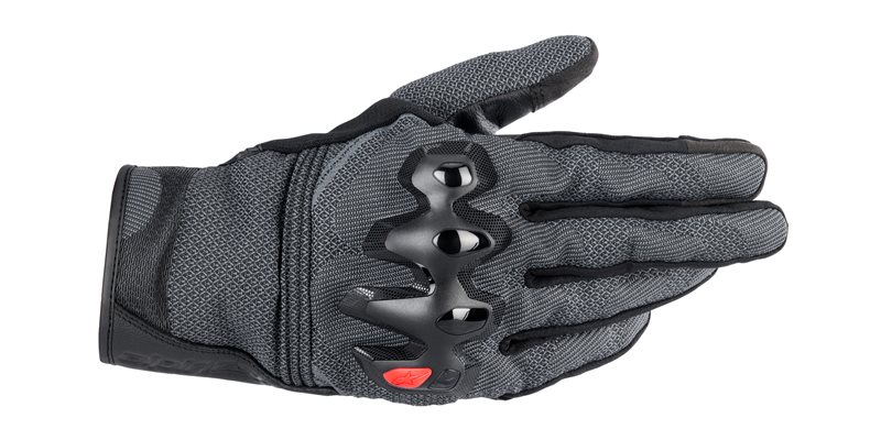 Black Alpinestars Morph Street gloves in size M feature a textured fabric, reinforced knuckles, and a secure fit for enhanced grip and protection.