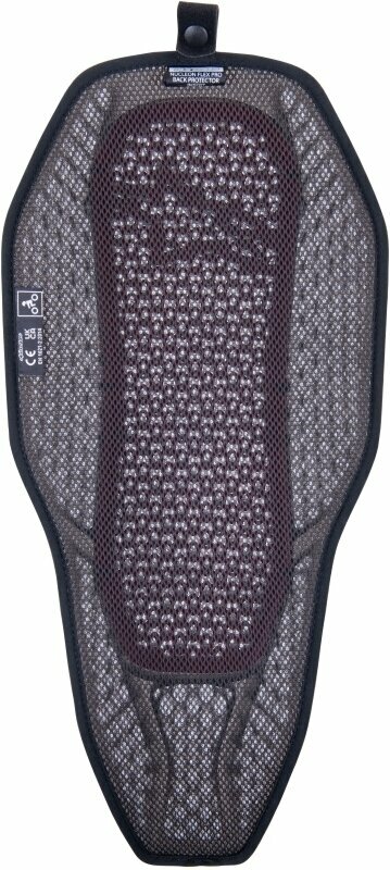 Grey and red Alpinestars Nucleon Flex Pro-I back protector, Level-2 certified, featuring a flexible design with mesh material for ventilation, size L, and a textured surface for impact absorption.