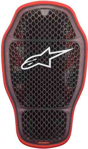 Grey and red Alpinestars Nucleon KR-1 Celli back protector featuring a honeycomb design, lightweight material, and prominent logo on the front, sized medium.