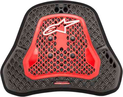 Grey and red Alpinestars Nucleon KR-Cell CIS chest protector featuring a honeycomb design, adjustable fit, and lightweight material, size S.