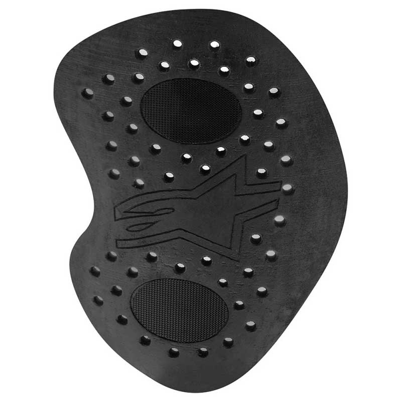 Black Alpinestars Nucleon KR-H hip protectors in size L, featuring a flexible design with ventilation holes and a textured surface for enhanced comfort and protection.