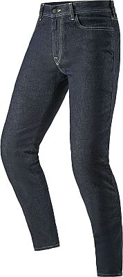Blue denim motorcycle pants for men, size 31, featuring a slim fit design, durable textile material, and reinforced stitching for added protection.