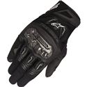 Black and white Alpinestars SMX-2 Air Carbon V2 motorcycle gloves in size S, featuring carbon knuckle protection, padded palms, and breathable mesh for comfort.