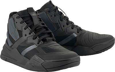 Black Alpinestars Speedflight shoes featuring a high-top design, textured synthetic material, and reflective accents, size 9 US.