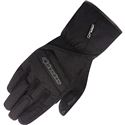 Black Alpinestars Stella SR-3 DryStar ladies motorcycle gloves in size XS, featuring a durable material, reinforced palm, and adjustable cuff for a secure fit.