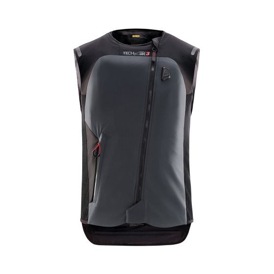 Gray and black Alpinestars Stella Tech-Air 3 motorcycle airbag vest, featuring a zip closure, lightweight material, and a sleek design, suitable for X-Large size.