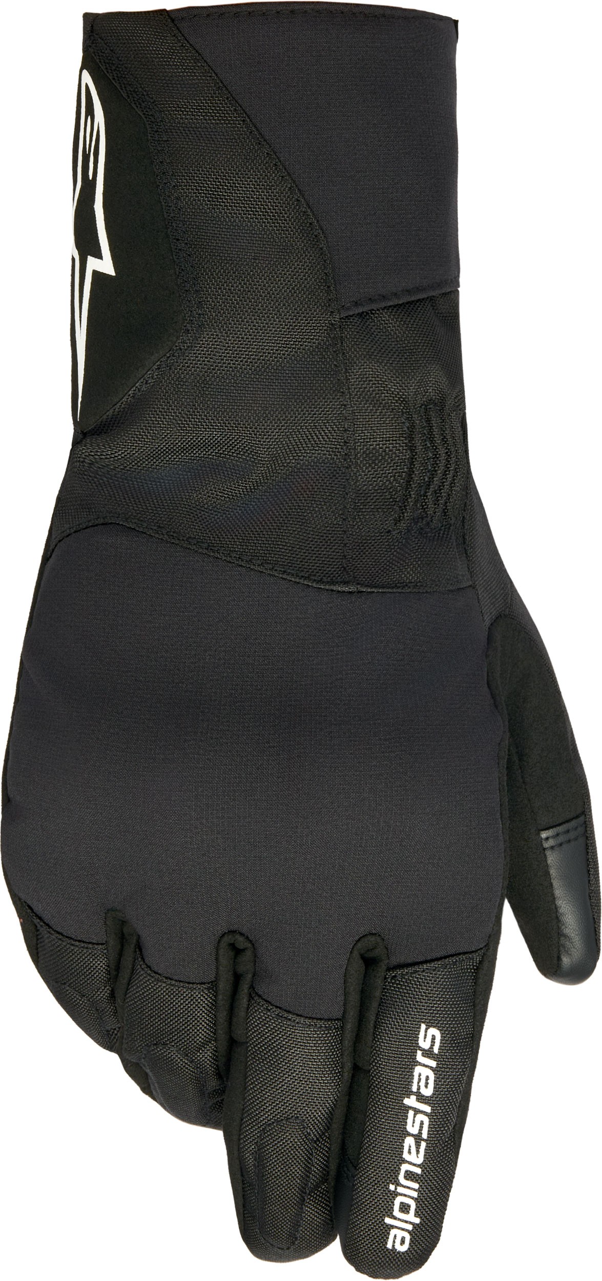 Black Alpinestars Stella WT-1 Drystar gloves for women in size XS, featuring a blend of textile and leather materials, with reinforced knuckles and a sleek design.