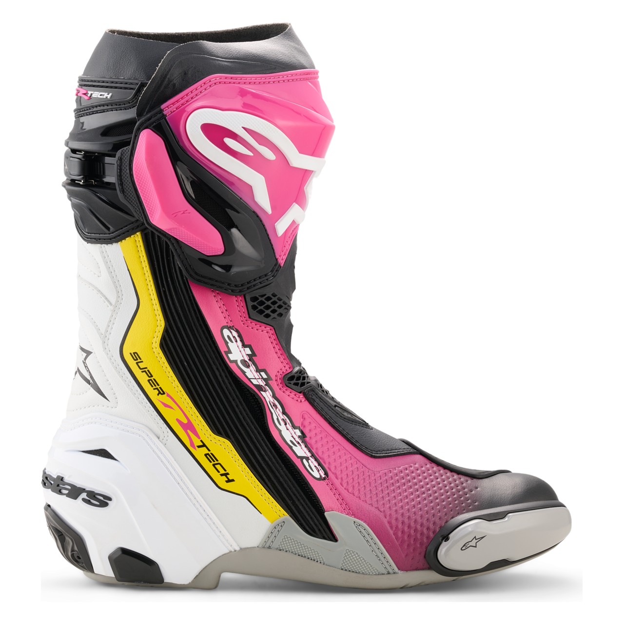 alpinestars Alpinestars Supertech R, Boots , Color: Black/Pink/White/Yellow , Size: 42 EU