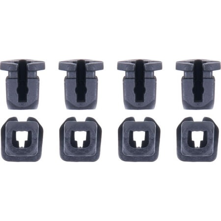 Black plastic connectors set for Alpinestars S-R10 spoiler, featuring a sturdy design with a slot for secure attachment, includes six pieces in total.