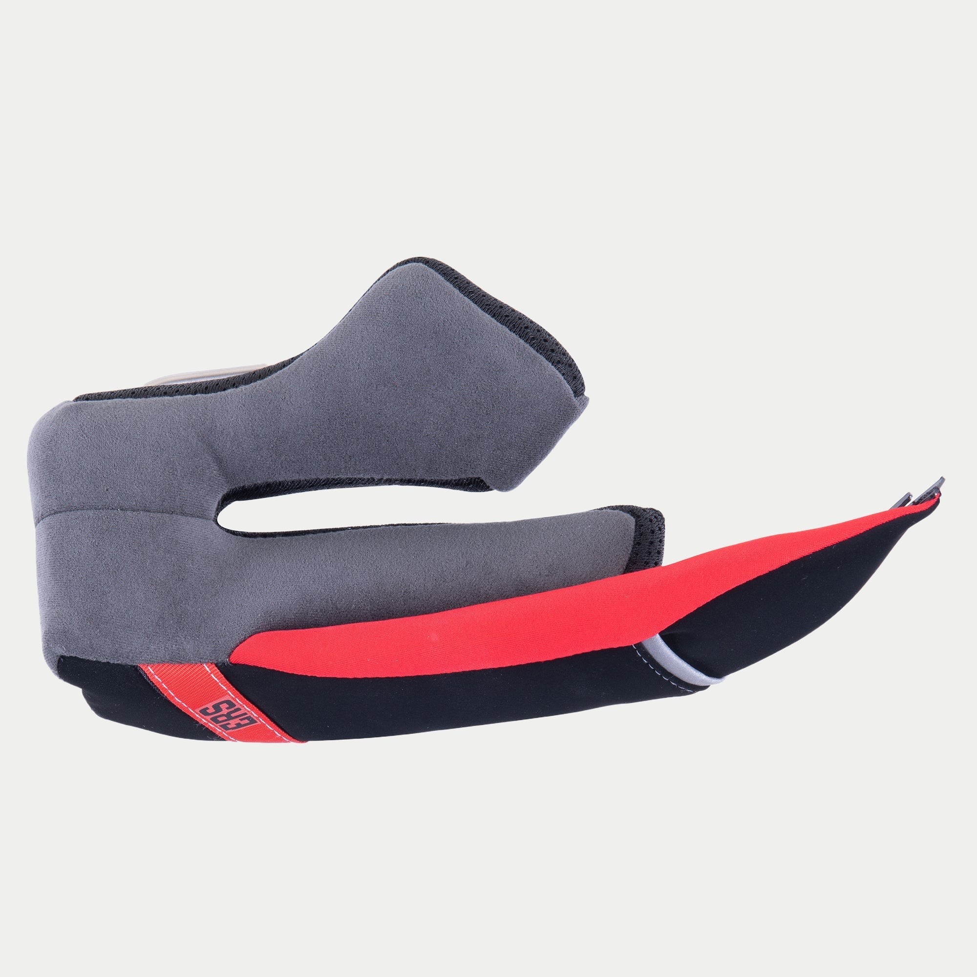 Grey cheek pads for Alpinestars Supertech S-R10, featuring a sleek design with red accents and soft material, sized at 35 mm for comfort and support.