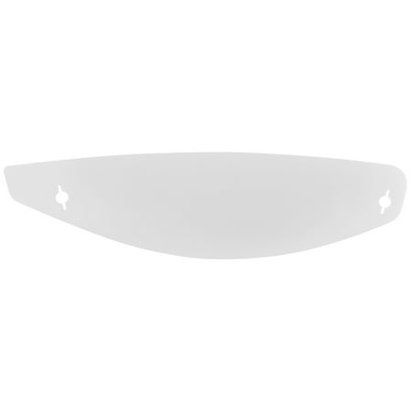 Clear, curved tear-off lens designed for motocross goggles, featuring two holes for easy attachment, made from durable plastic for optimal visibility and protection.