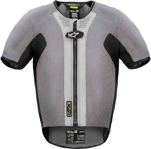 Dark grey and black Alpinestars Tech-Air 5 motorcycle airbag system in 4X-large, featuring a zip closure, mesh panels for ventilation, and a sleek design for enhanced safety.