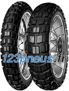 Black Anlas Capra X motorcycle tyre with a rugged tread pattern, size 110/80 B19 (59Q) TL, designed for front use, featuring a durable rubber material and metal rim.