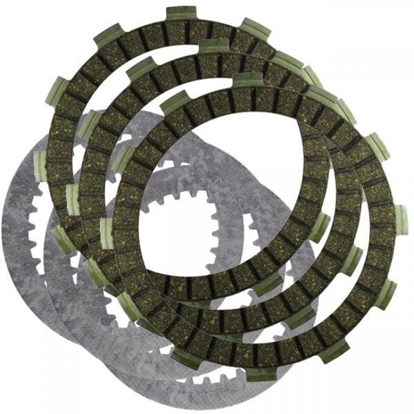 Apico Clutch Kit featuring multiple friction plates with green linings and metal backing, designed for Montesa 4RT models from 2005 to 2022.