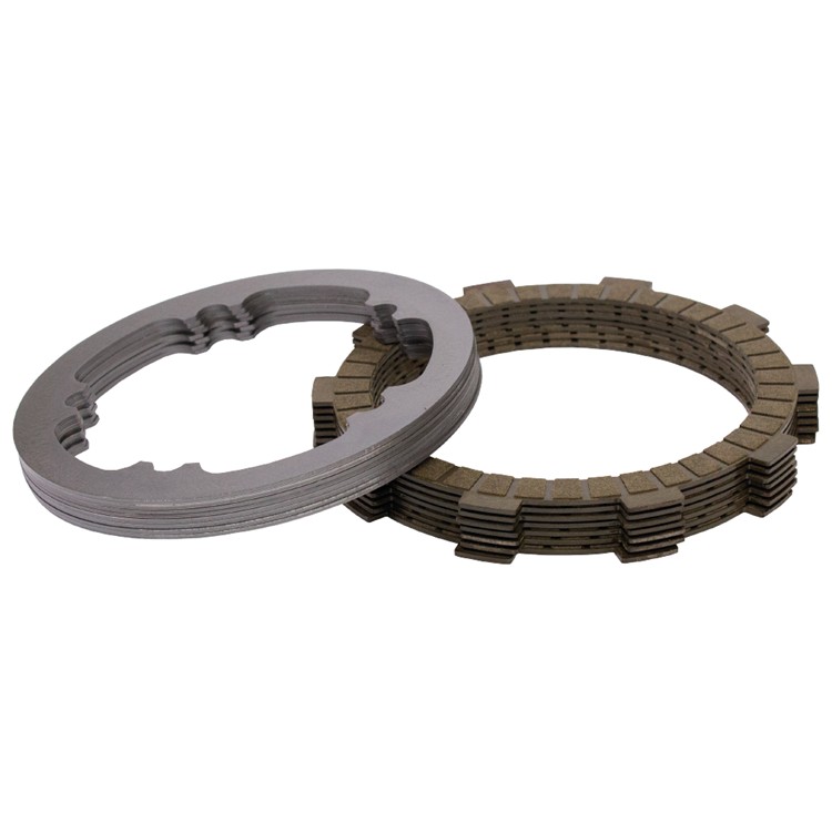 Apico Clutch Kit featuring a metallic outer plate and multiple brown friction plates, designed for KTM SX60 & SX65 models from 1998 to 2022, without springs included.