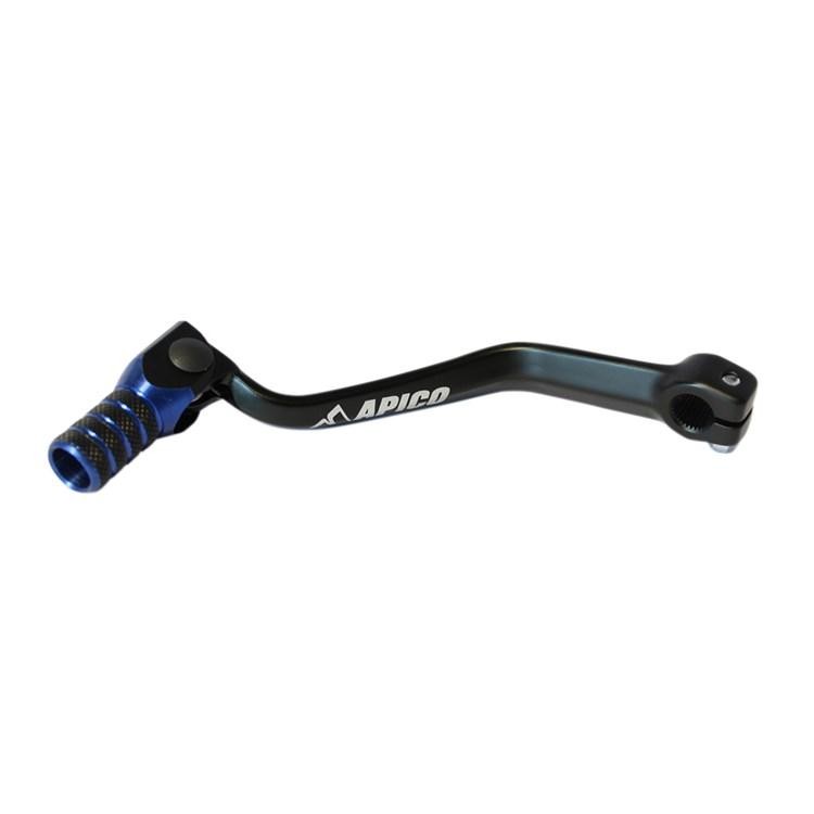 Apico Elite Gear Pedal in black and blue, featuring a textured grip, lightweight aluminum construction, and designed for Sherco Enduro models from 2005 to 2021.