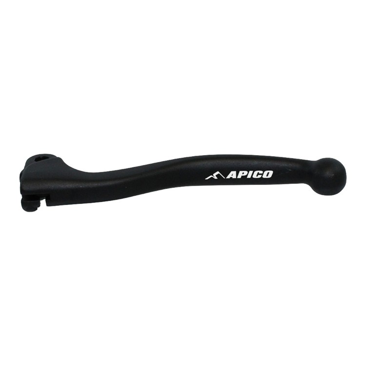 Black forged clutch lever by Apico, featuring a smooth design and a rounded tip, compatible with various Yamaha YZ and YZF models from 2009 to 2021.