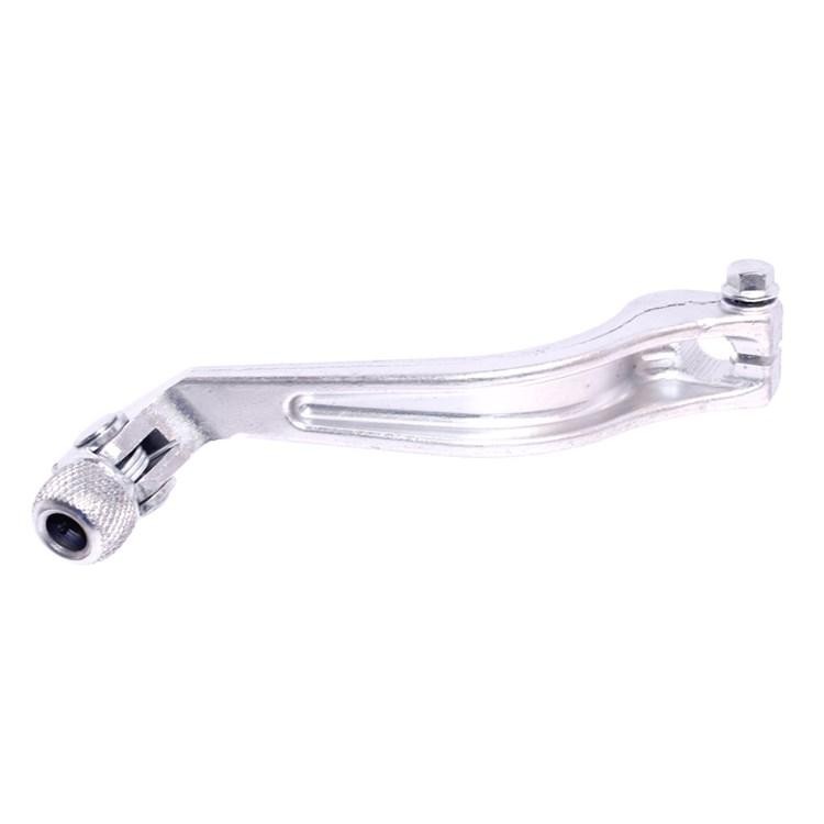 Silver short gear pedal made of metal, featuring a textured grip and a curved design, compatible with Montesa Cota 300RR (2017-21) and 4RT (2005-21) models.