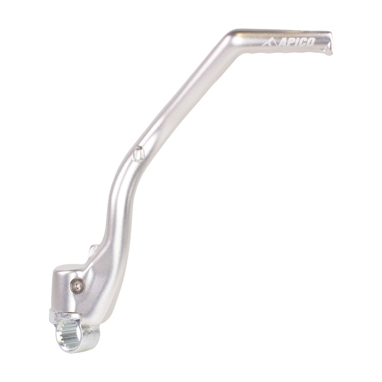 Silver kick start lever for Honda CR500 (1989-2001) by Apico, featuring a sleek design with a curved handle and a hexagonal socket for easy installation.