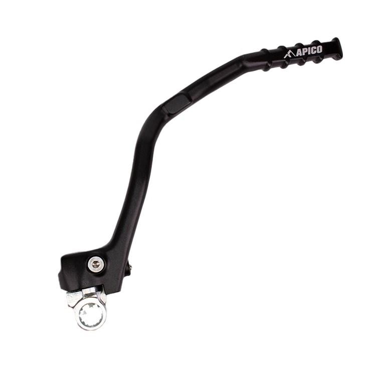Black Apico kick start lever designed for Suzuki RMZ250 models from 2011 to 2023, featuring a textured grip and a durable metal construction.