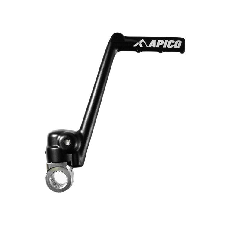 Black Apico kick start lever for Yamaha YZ65 (2018-2023) and YZ85 (2002-2023), featuring a sturdy design with a textured grip and a silver connector for easy installation.