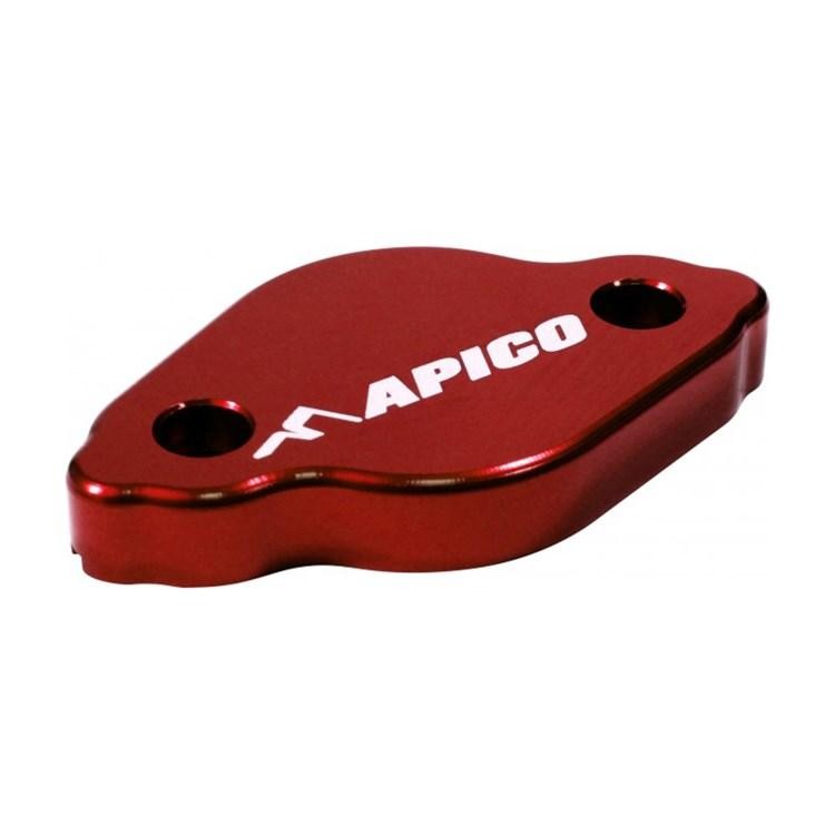 Red aluminum rear brake cover with two holes for mounting, featuring the white "APICO" logo prominently displayed. Designed for Beta 250/300 RR 2T (2013-24) and Gas Gas EC (2018-20).