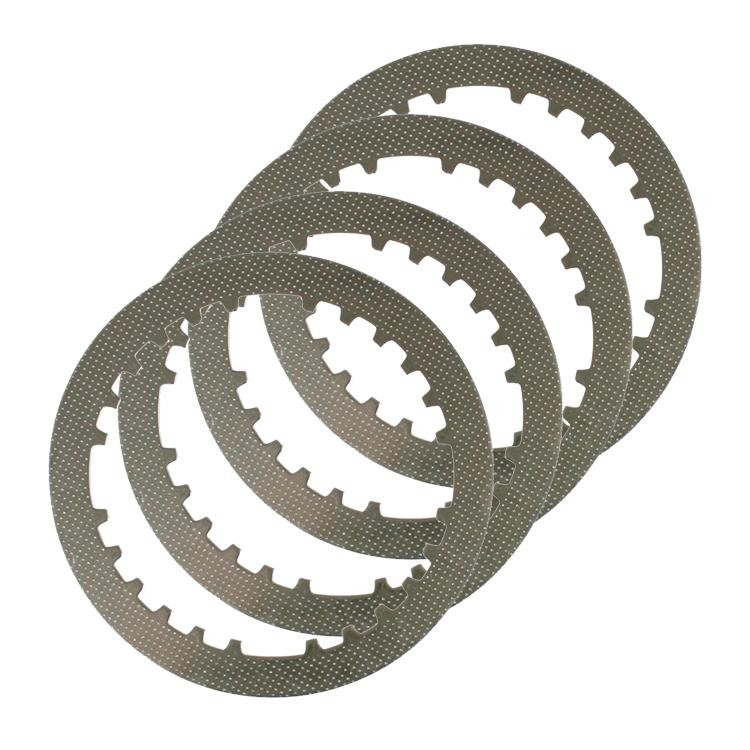 Steel clutch plates kit featuring four circular plates with a textured surface and notched edges, designed for Montesa 4RT 250 (2005-22) and 300RR (2016-22) models.