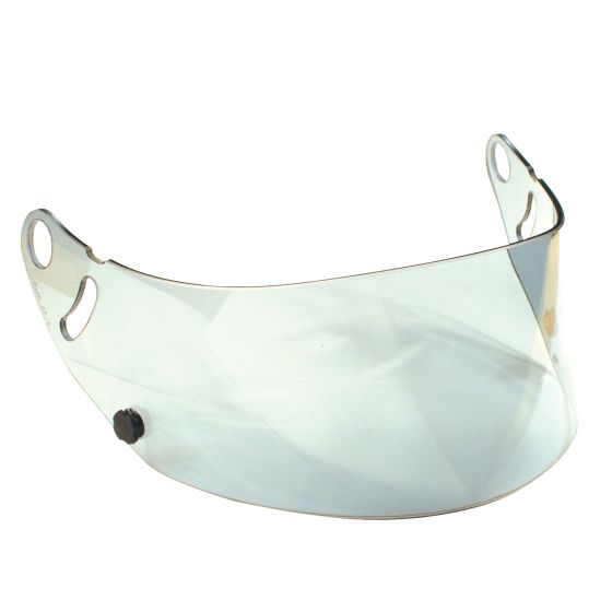 Clear replacement visor for Arai GP-7 series helmets, featuring a smooth surface, curved design, and mounting holes for secure attachment.