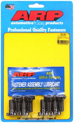 ARP Flywheel Bolt Kit for Toyota 1.8L 2ZZGE 4-Cylinder, featuring black steel bolts and assembly lubricant, packaged on a blue and yellow card with American flag logo.