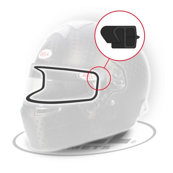 Black rubber moulding designed for Bell helmets, featuring a smooth, flexible shape that fits around the visor aperture for enhanced sealing and protection.