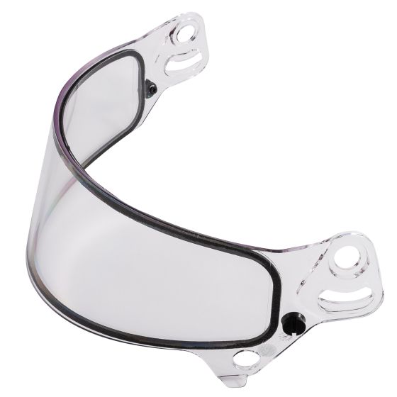Clear replacement visor for Bell 7-Series helmets, featuring a curved design, black rubber seal along the edge, and multiple mounting holes for secure attachment.