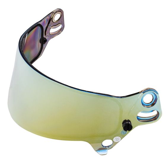 Gold multi-layer visor for Bell 7-Series helmets, featuring a light smoke tint, curved shape, and multiple attachment holes for secure fitting.