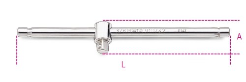 Silver metal Beta tool with a long handle and a square drive socket, featuring engraved markings for size and brand, ideal for automotive or mechanical use.