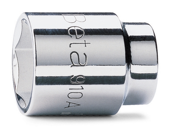 Shiny chrome-finished 6-point hand socket with a 3/8 inch drive and engraved "Beta 910A" label, designed for metric 10 mm applications.